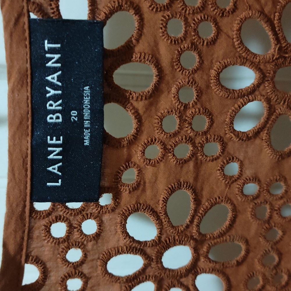Lane Bryant Brown Puff Sleeve Blouse with Tie Front - Picture 2 of 8